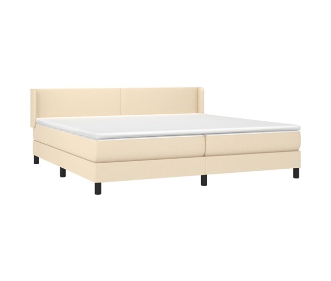 Conforama Cama Box Spring Con Colchón Tela Color Crema 200x200 Cm Diseño Plano