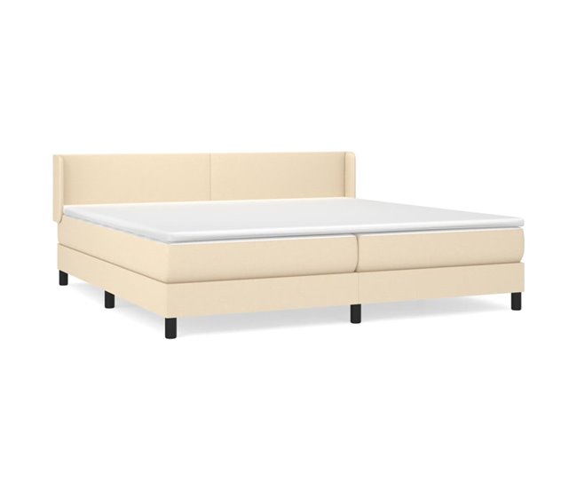 Conforama Cama box spring con colchón tela color crema 200x200 cm Diseño plano