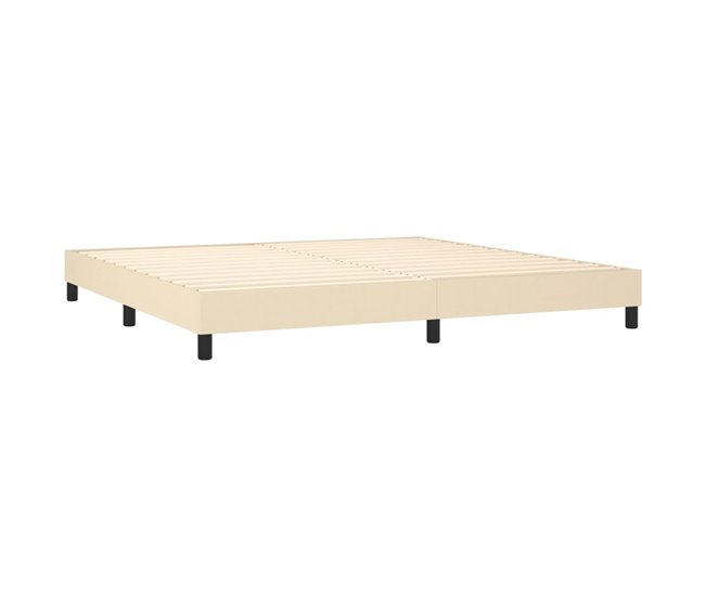 Conforama Cama Box Spring Con Colchón Tela Color Crema 200x200 Cm Botones
