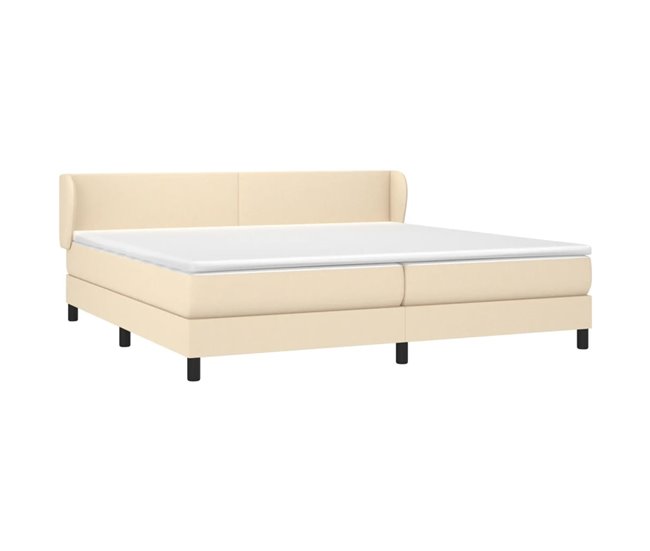 Conforama Cama Box Spring Con Colchón Tela Color Crema 200x200 Cm Diseño Plano