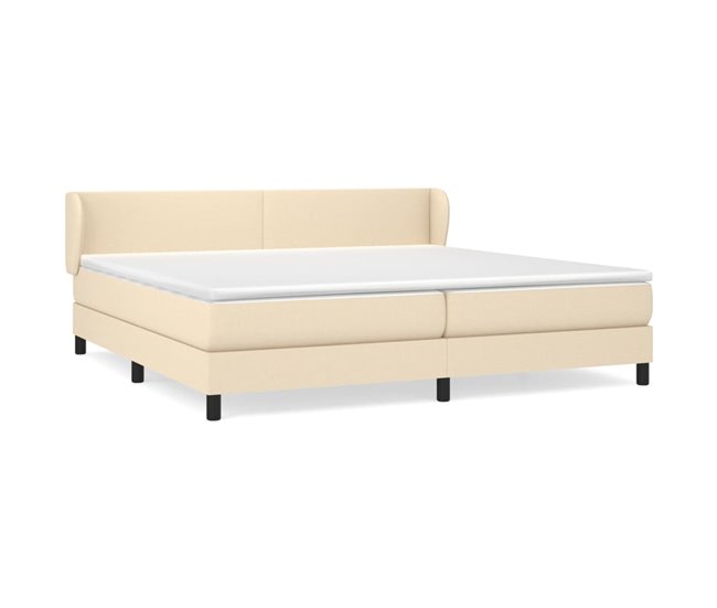 Conforama Cama box spring con colchón tela color crema 200x200 cm Diseño plano