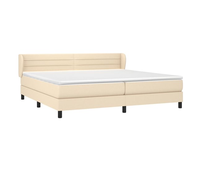 Conforama Cama Box Spring Con Colchón Tela Color Crema 200x200 Cm Rayas Horizontales