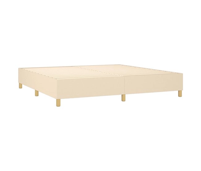 Conforama Cama Box Spring Con Colchón Tela Color Crema 200x200 Cm Botones