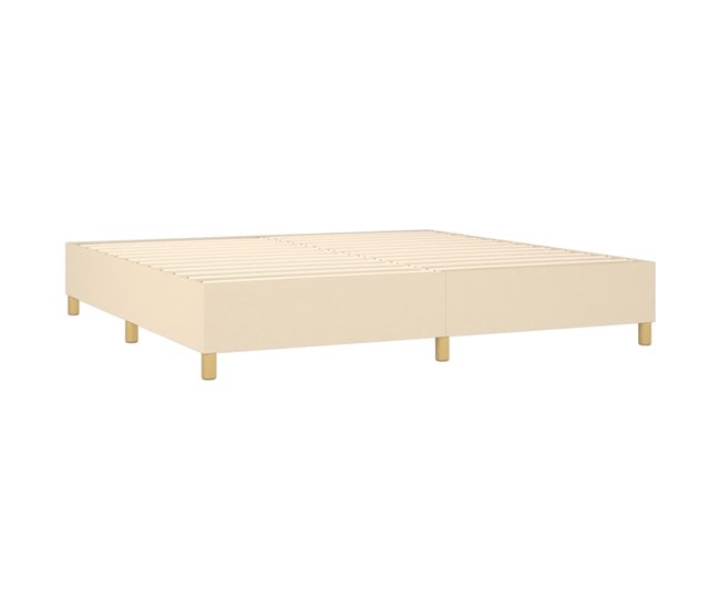 Conforama Cama Box Spring Con Colchón Tela Color Crema 200x200 Cm Rayas Horizontales