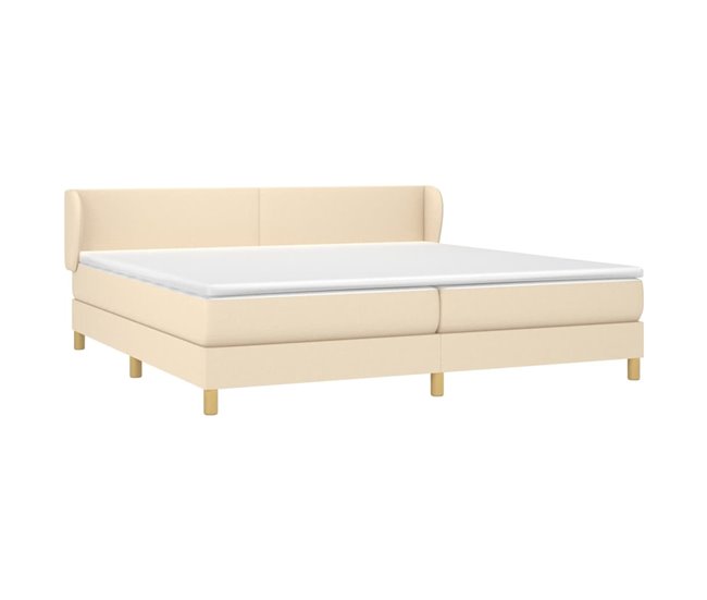 Conforama Cama Box Spring Con Colchón Tela Color Crema 200x200 Cm Diseño Plano