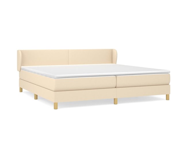 Conforama Cama box spring con colchón tela color crema 200x200 cm Diseño plano