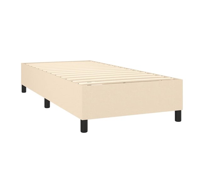Conforama Cama Box Spring Con Colchón Tela Color Crema 90x200 Cm Bloques Con Cuadros