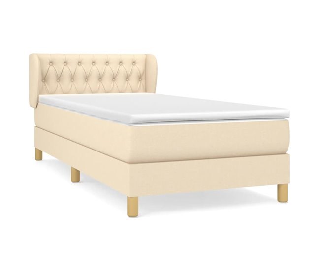 Conforama Cama box spring con colchón tela color crema 90x200 cm Diseño de botones