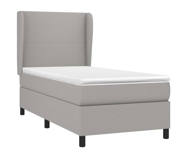 Conforama Cama Box Spring Con Colchón Tela Gris Claro 100x200 Cm Diseño Plano