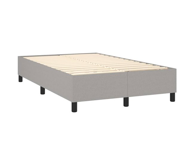 Conforama Cama Box Spring Con Colchón Tela Gris Claro 120x200 Cm Rayas Verticales