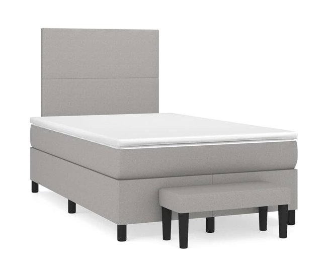 Conforama Cama box spring con colchón tela gris claro 120x200 cm Diseño plano