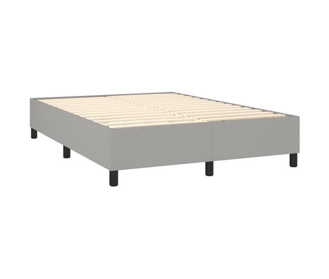 Conforama Cama Box Spring Con Colchón Tela Gris Claro 140x190 Cm Rayas Horizontales