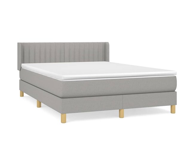 Conforama Cama Box Spring Con Colchón Tela Gris Claro 140x200 Cm Rayas Verticales