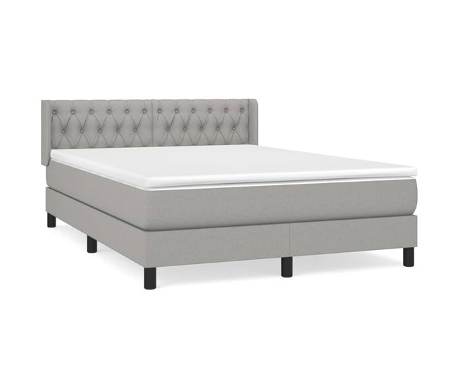 Conforama Cama box spring con colchón tela gris claro 140x200 cm Diseño de botones