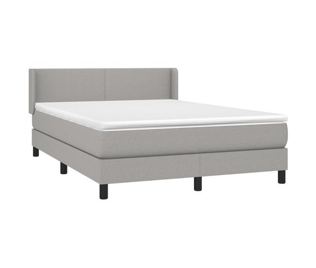 Conforama Cama Box Spring Con Colchón Tela Gris Claro 140x200 Cm Diseño Plano