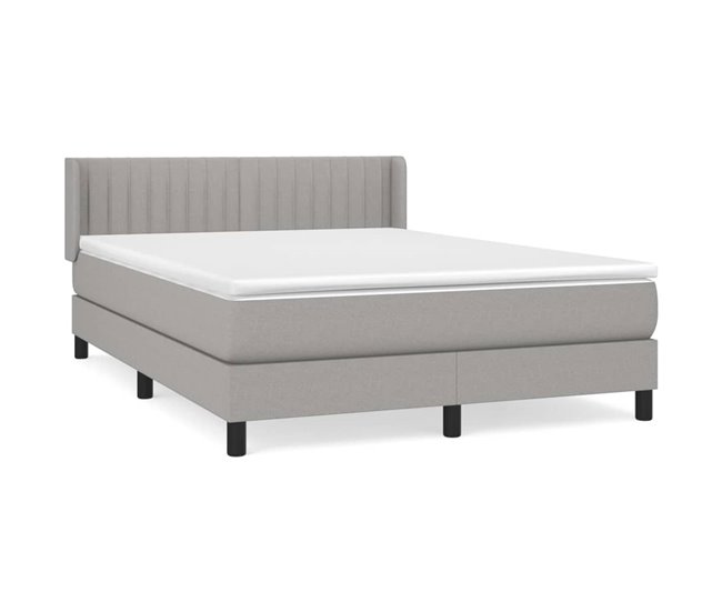 Conforama Cama box spring con colchón tela gris claro 140x200 cm Rayas verticales