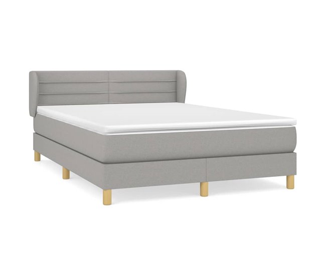 Conforama Cama box spring con colchón tela gris claro 140x200 cm Rayas horizontales