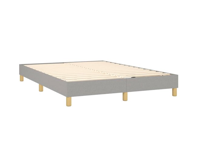 Conforama Cama Box Spring Con Colchón Tela Gris Claro 140x200 Cm Liso Con Clavos
