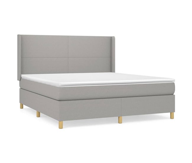 Conforama Cama box spring con colchón tela gris claro 160x200 cm Diseño plano