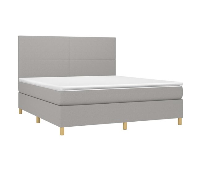 Conforama Cama Box Spring Con Colchón Tela Gris Claro 160x200 Cm Diseño Plano