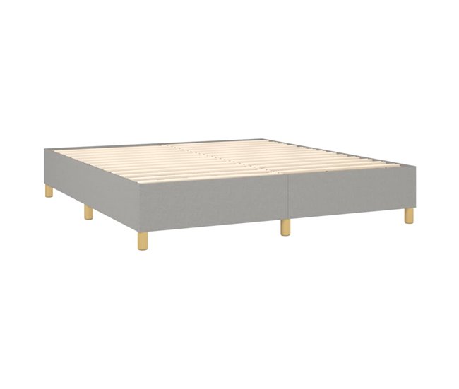 Conforama Cama Box Spring Con Colchón Tela Gris Claro 160x200 Cm Diseño Plano