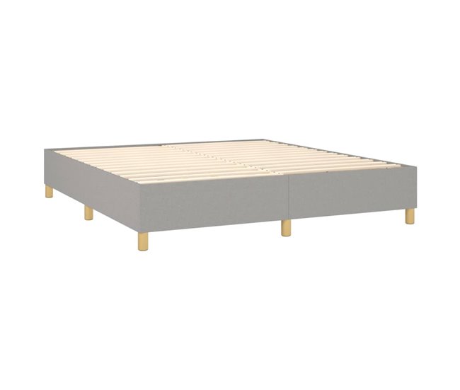 Conforama Cama Box Spring Con Colchón Tela Gris Claro 160x200 Cm Rayas Verticales