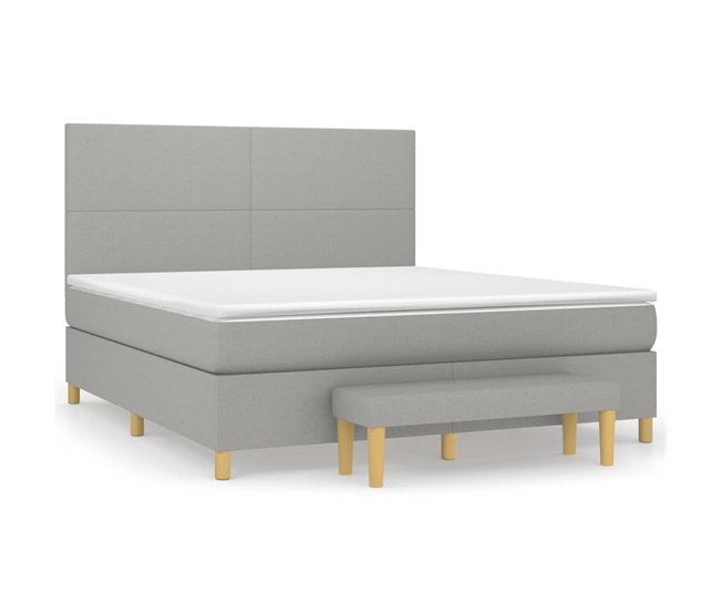 Conforama Cama box spring con colchón tela gris claro 160x200 cm Diseño plano