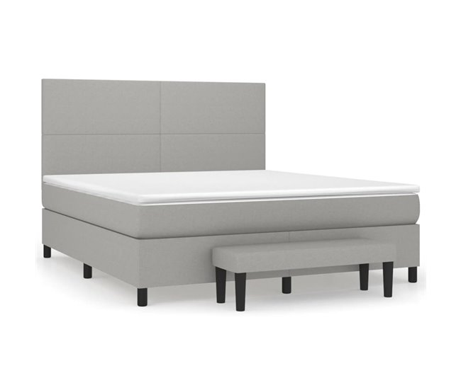 Conforama Cama box spring con colchón tela gris claro 160x200 cm Diseño plano