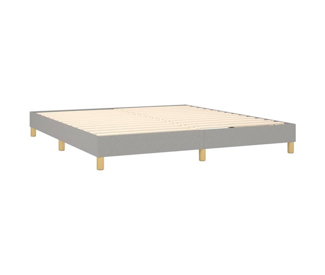 Conforama Cama Box Spring Con Colchón Tela Gris Claro 180x200 Cm Diseño De Botones