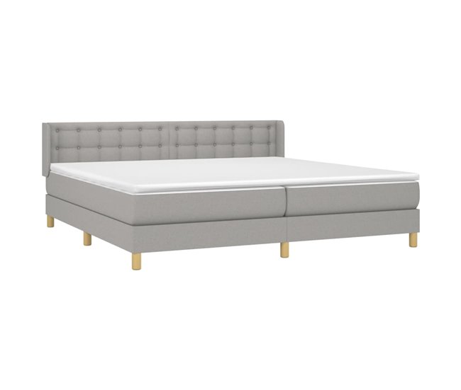 Conforama Cama Box Spring Con Colchón Tela Gris Claro 180x200 Cm Botones