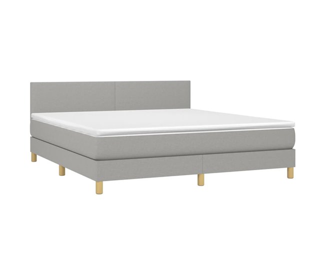Conforama Cama Box Spring Con Colchón Tela Gris Claro 180x200 Cm Diseño Plano