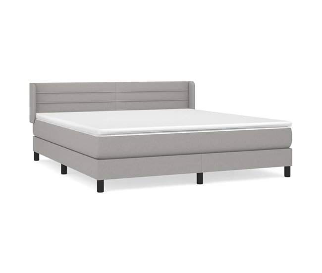 Conforama Cama box spring con colchón tela gris claro 180x200 cm Rayas horizontales