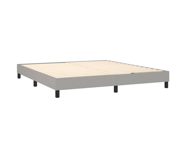 Conforama Cama Box Spring Con Colchón Tela Gris Claro 180x200 Cm Rayas Verticales