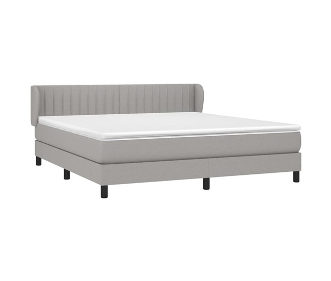 Conforama Cama Box Spring Con Colchón Tela Gris Claro 180x200 Cm Rayas Verticales