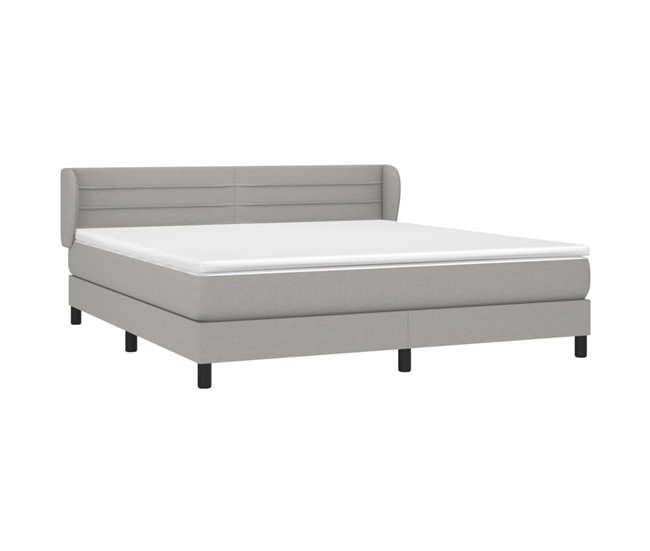 Conforama Cama Box Spring Con Colchón Tela Gris Claro 180x200 Cm Rayas Horizontales