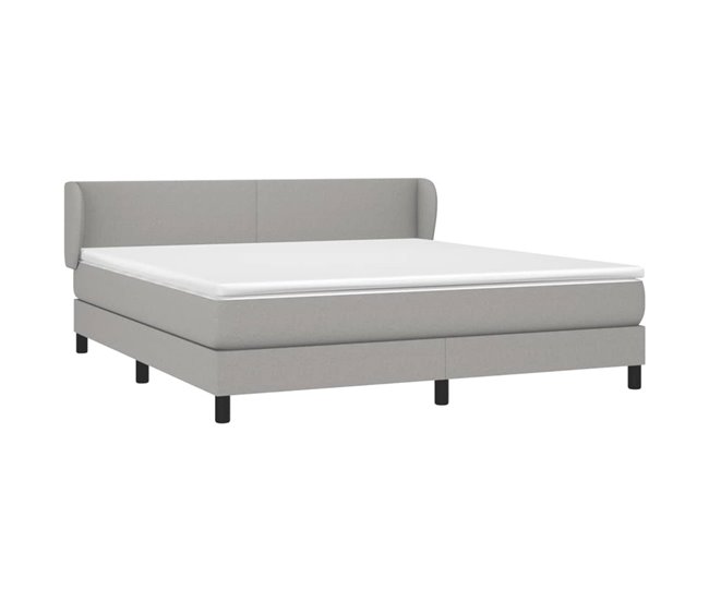 Conforama Cama Box Spring Con Colchón Tela Gris Claro 180x200 Cm Diseño Plano