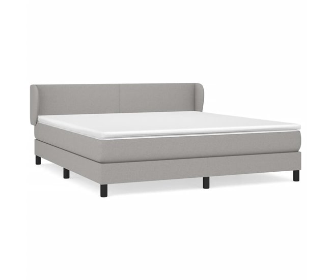 Conforama Cama box spring con colchón tela gris claro 180x200 cm Diseño plano