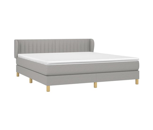 Conforama Cama Box Spring Con Colchón Tela Gris Claro 180x200 Cm Rayas Verticales