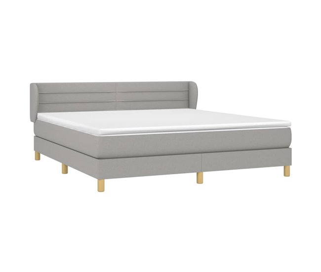 Conforama Cama Box Spring Con Colchón Tela Gris Claro 180x200 Cm Rayas Horizontales