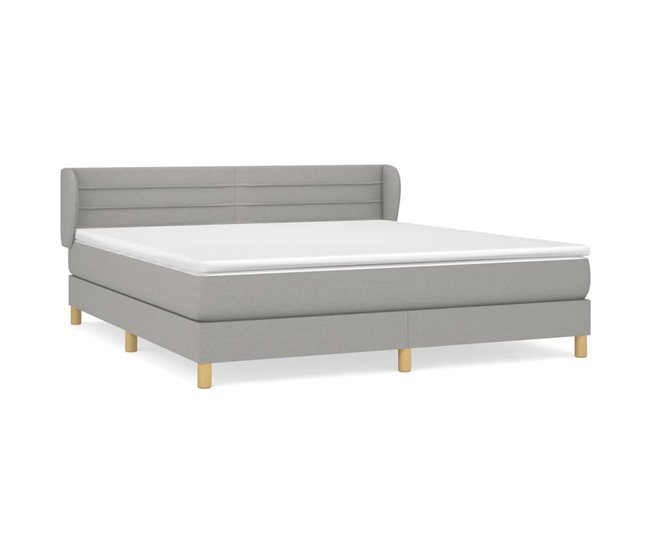 Conforama Cama box spring con colchón tela gris claro 180x200 cm Rayas horizontales