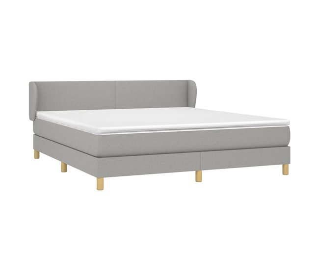 Conforama Cama Box Spring Con Colchón Tela Gris Claro 180x200 Cm Diseño Plano