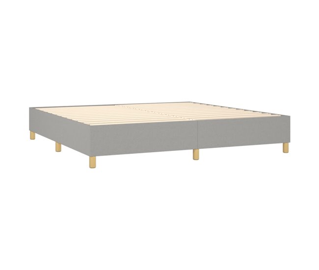 Conforama Cama Box Spring Con Colchón Tela Gris Claro 200x200 Cm Diseño Plano