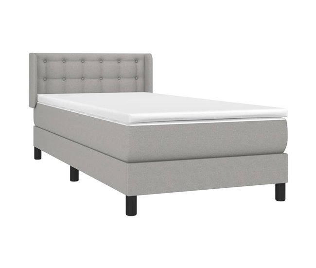Conforama Cama Box Spring Con Colchón Tela Gris Claro 80x200 Cm Botones