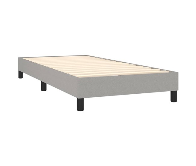 Conforama Cama Box Spring Con Colchón Tela Gris Claro 80x200 Cm Bloques Con Cuadros