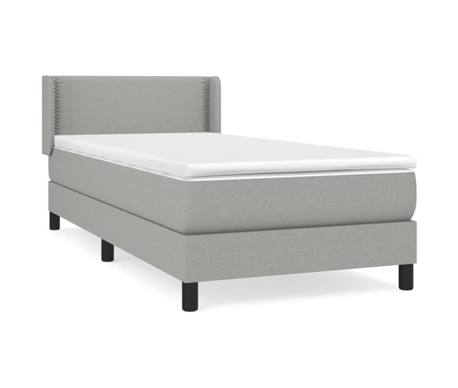 Conforama Cama box spring con colchón tela gris claro 80x200 cm Liso con clavos
