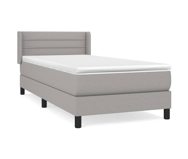 Conforama Cama box spring con colchón tela gris claro 80x200 cm Rayas horizontales