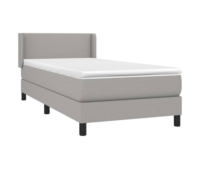 Conforama Cama Box Spring Con Colchón Tela Gris Claro 80x200 Cm Diseño Plano
