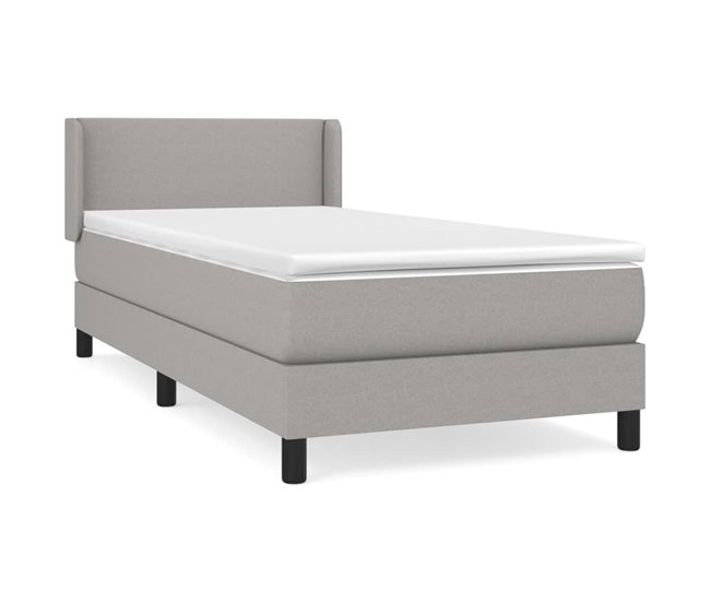 Conforama Cama box spring con colchón tela gris claro 80x200 cm Diseño plano