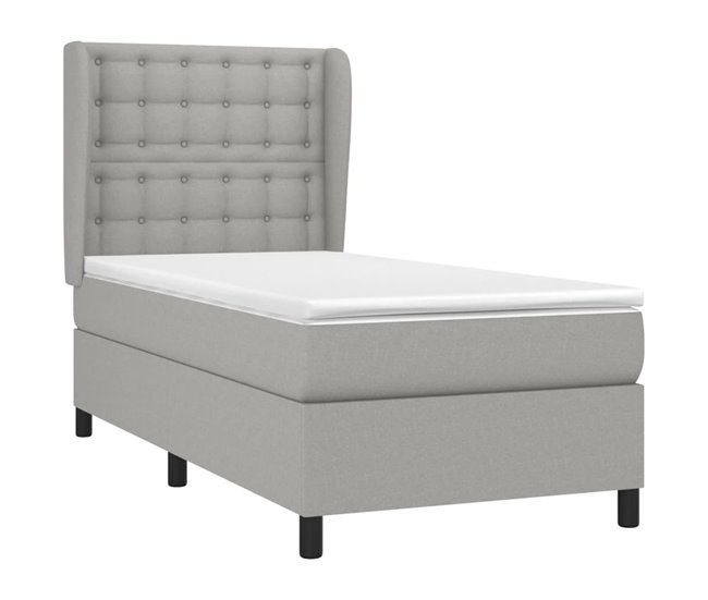 Conforama Cama Box Spring Con Colchón Tela Gris Claro 80x200 Cm Botones
