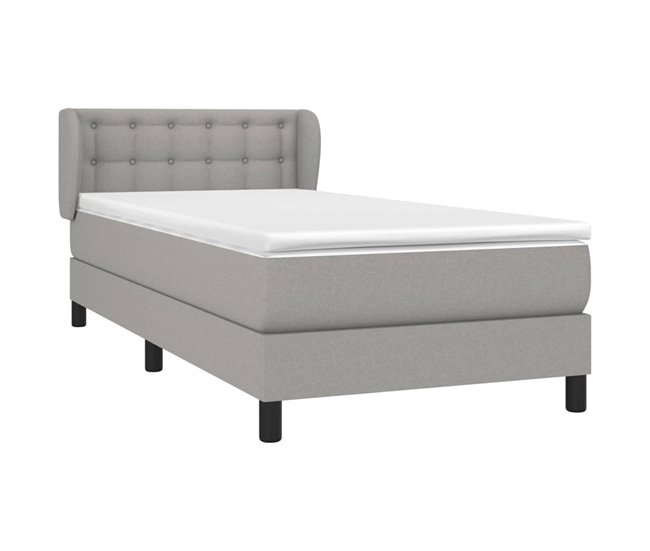 Conforama Cama Box Spring Con Colchón Tela Gris Claro 80x200 Cm Botones